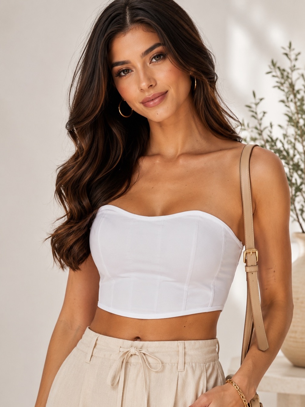 594. Seamless Sculpting Bandeau Top in white